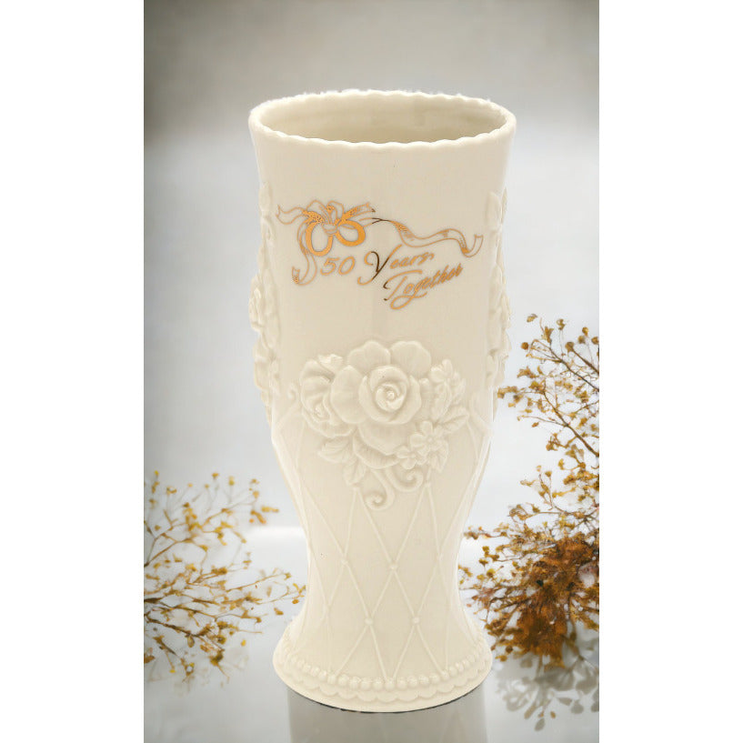 Ceramic 50th Anniversary Flower VaseAnniversary Dcor or Gift Image 1