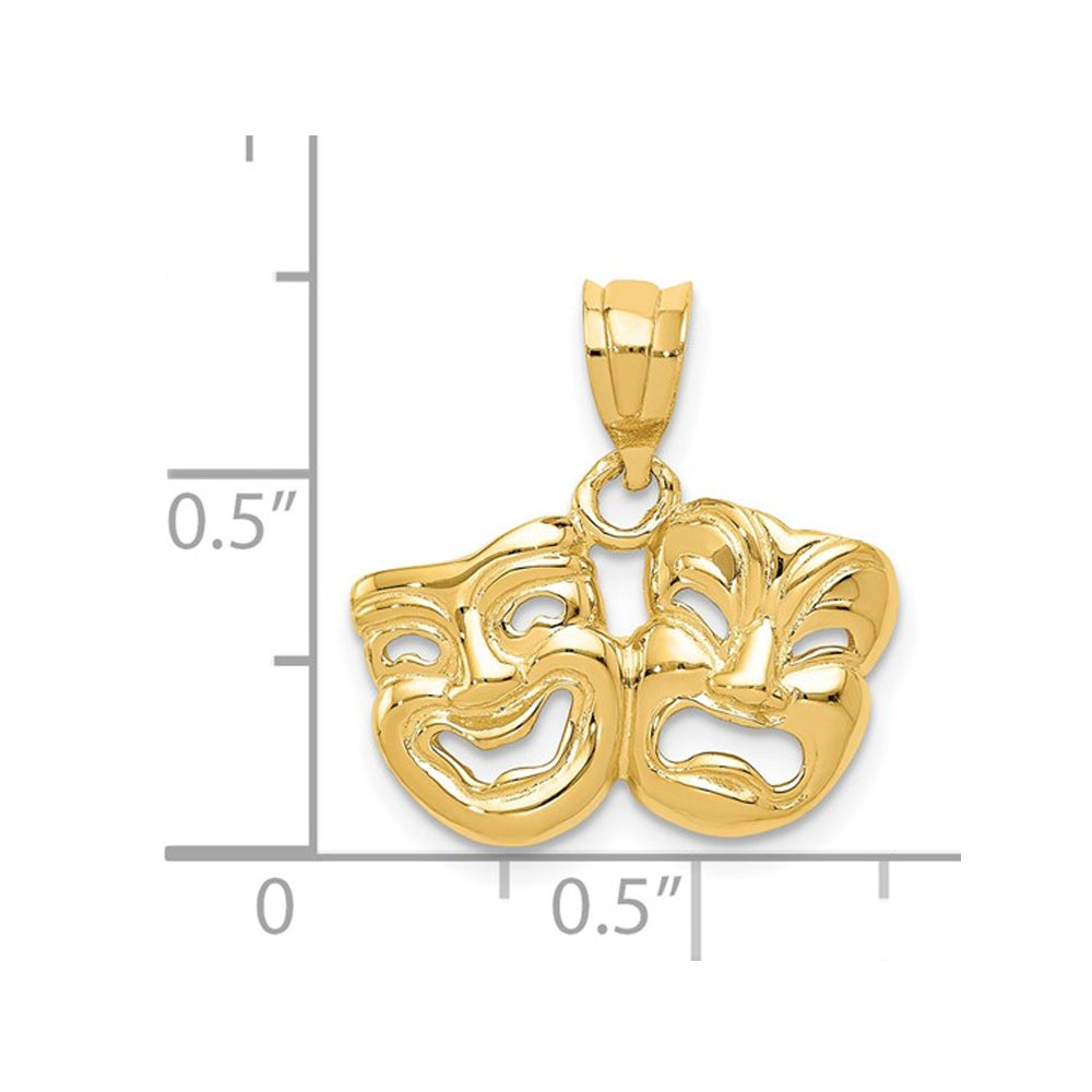 14K Yellow Gold Comedy Tragedy Charm Pendant (No Chain) Image 3