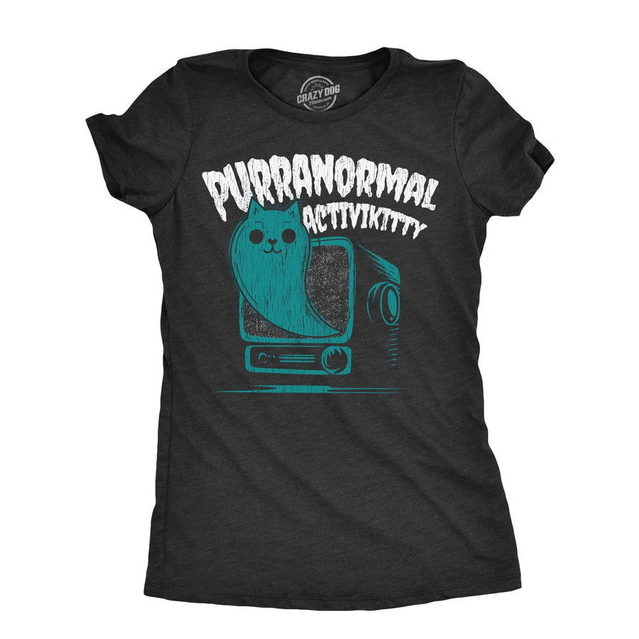 Womens Purranormal Activikitty T Shirt Funny Paranormal Cat T Shirt for Women Graphic Halloween Tee Image 1