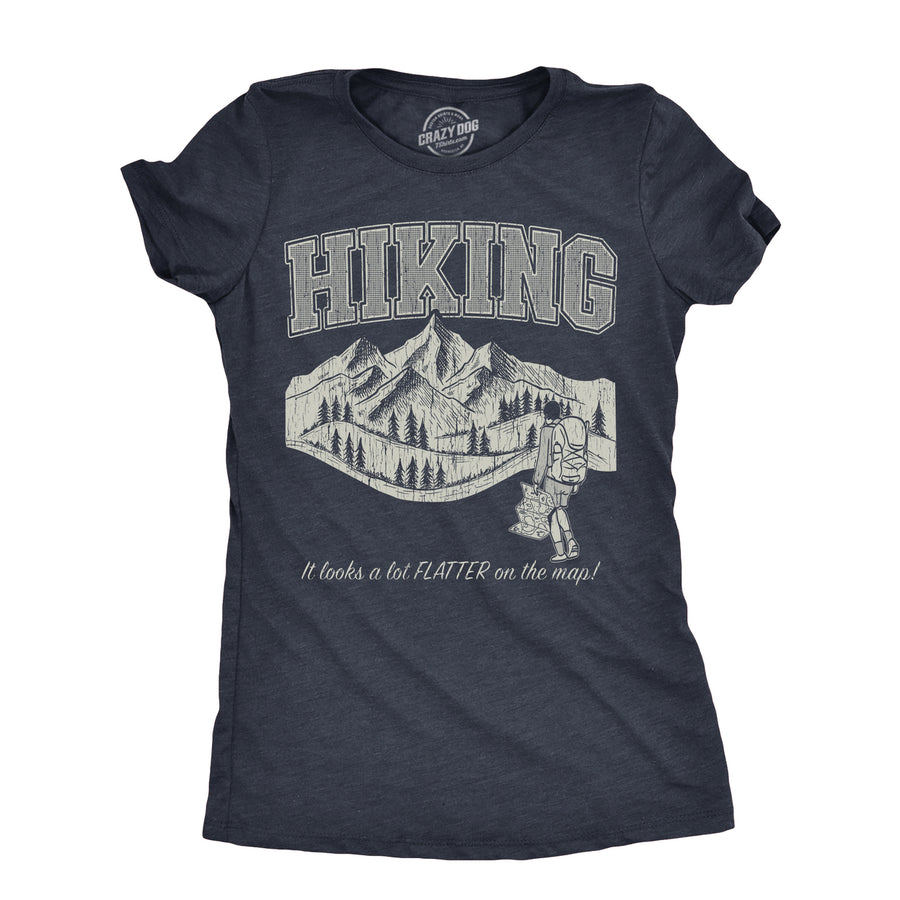 Womens Hiking It Looks A Lot Flatter On The Map T Shirt Funny Outdoors Exploring Lovers Joke Tee For Ladies Image 1