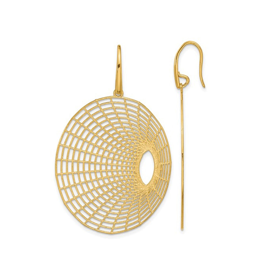 14K Yellow Gold Wire Oval Shape Dangle Earrings Image 1