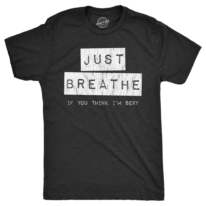 Mens Just Breathe If You Think Im Sexy T Shirt Funny Sarcastic Compliment Joke Tee For Guys Image 1