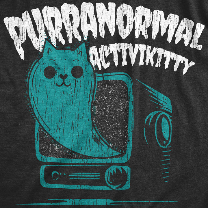 Mens Purranormal Activikitty T Shirt Funny Paranormal Cat T Shirt for Men Graphic Halloween Tee Image 2