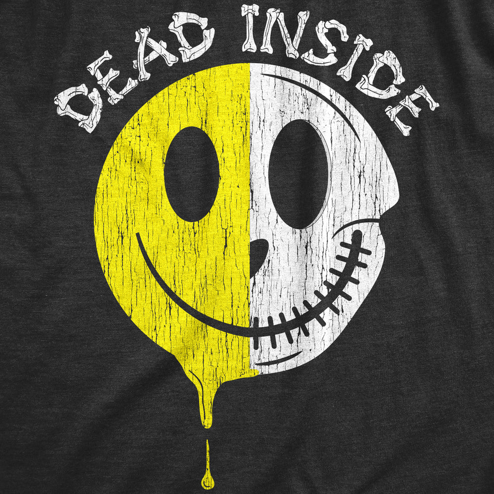 Mens Dead Inside T Shirt Funny Creepy Skeleton Smile Face Joke Tee For Guys Image 2