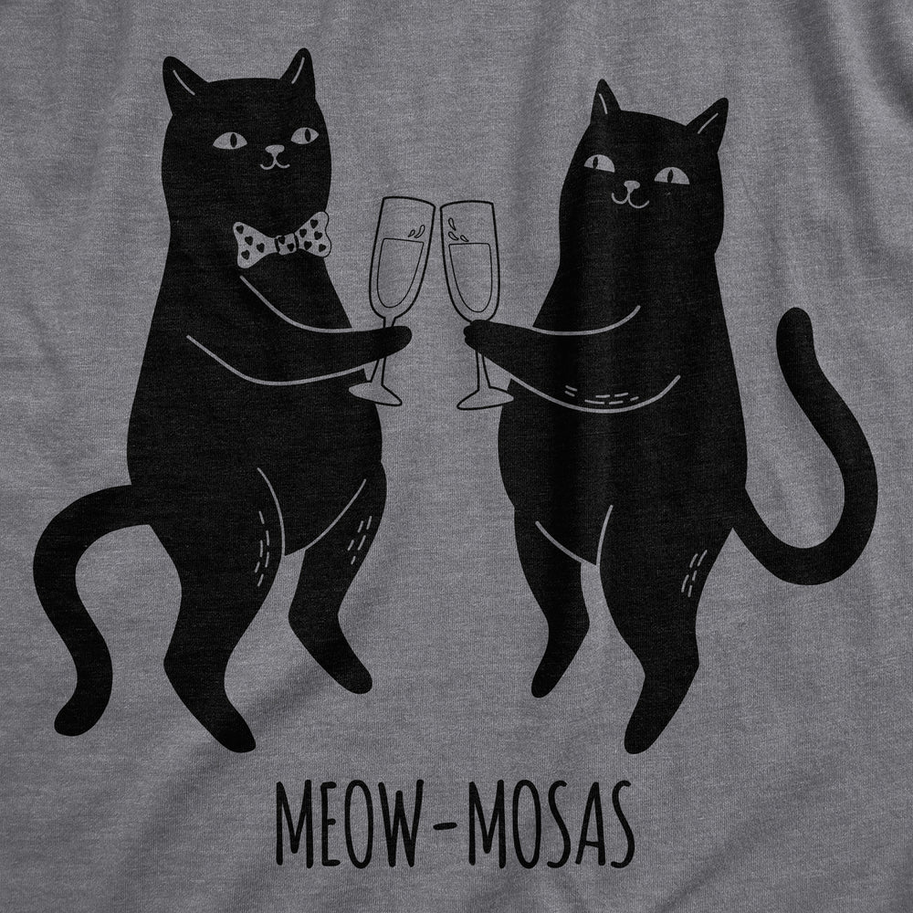 Womens Meow Mosas T Shirt Funny Drinking Party Cat Brunch Lovers Tee For Ladies Image 2