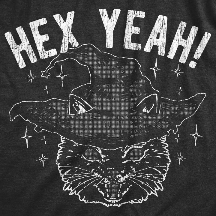 Mens Hex Yeah T Shirt Funny Halloween Witch Black Cat Spell Curse Joke Tee For Guys Image 2