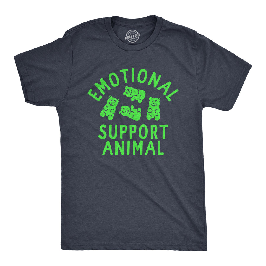 Mens Emotional Support Animal T Shirt Funny Mental Health Gummy Bear Candy Joke Tee For Guys Image 1