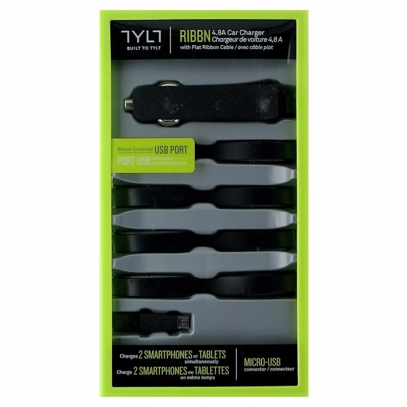 TYLT RIBBN Micro USB Car Charger for Phones and Tablets Black MIC-RIBBNBK-T Image 1