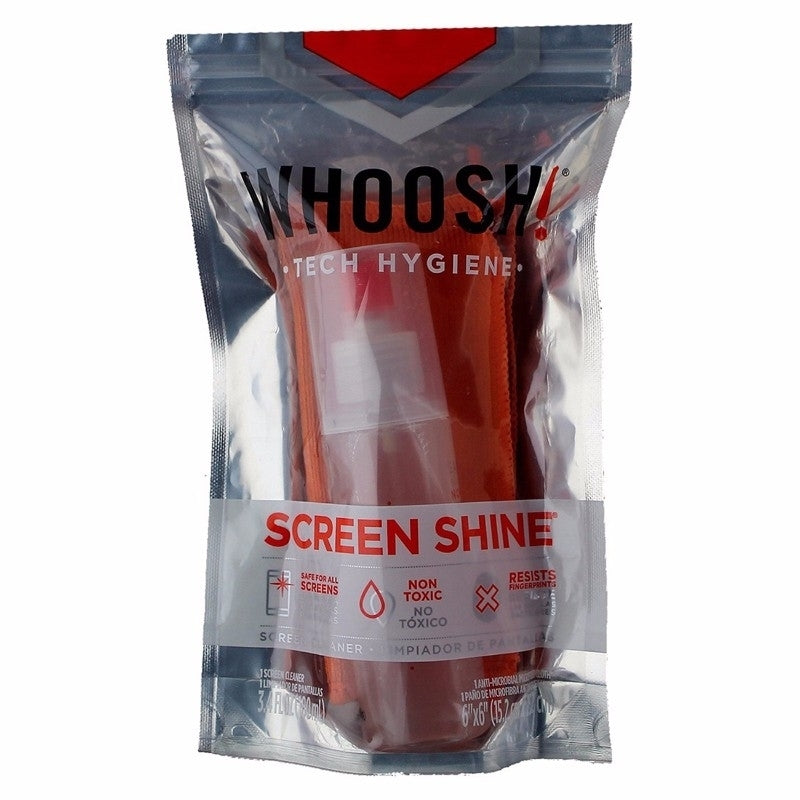 WHOOSH Tech Hygiene 3.4oz Screen Cleaner with Microfiber Cloth - Orange Image 1