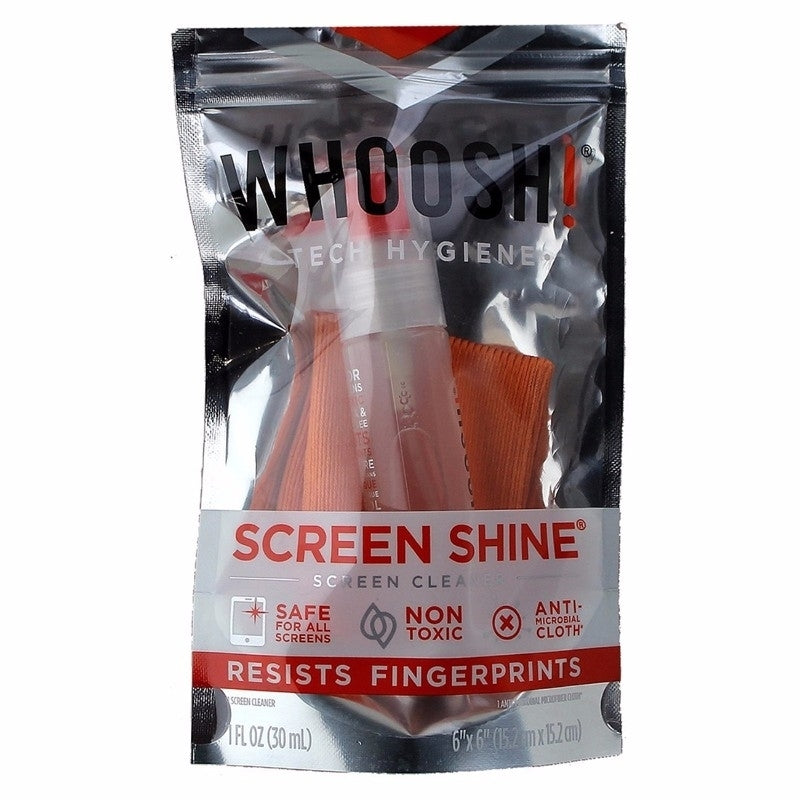 WHOOSH Tech Hygiene 1oz Screen Cleaner with Microfiber Cloth - Orange Image 1