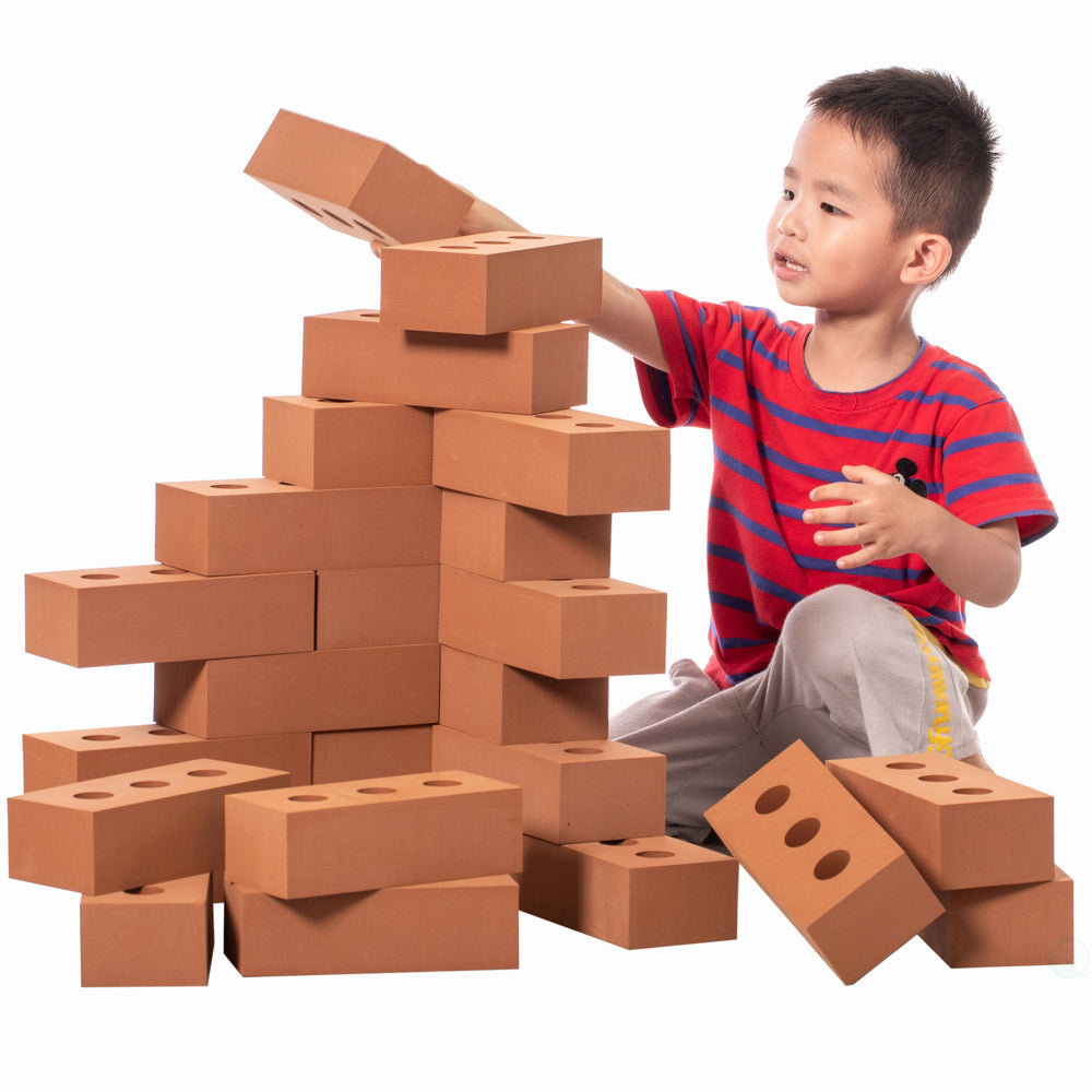 Construction Stacking Blocks Red Foam 25 Pack Kids Educational Play Toy 8x3.5x2.5 Image 2