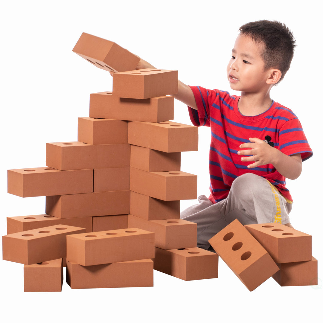 Construction Stacking Blocks Red Foam 25 Pack Kids Educational Play Toy 8x3.5x2.5 Image 2