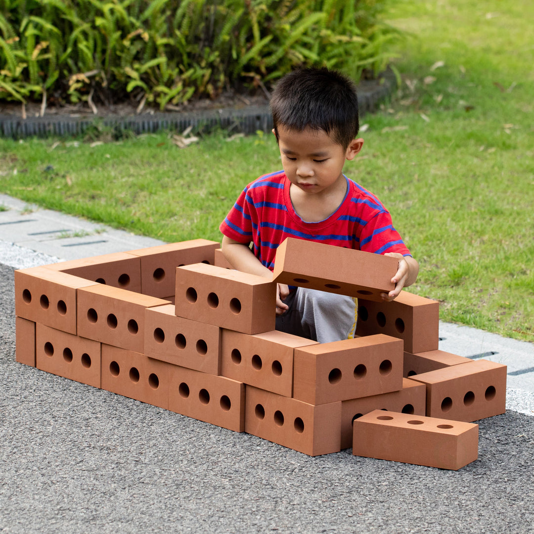 Construction Stacking Blocks Red Foam 25 Pack Kids Educational Play Toy 8x3.5x2.5 Image 4