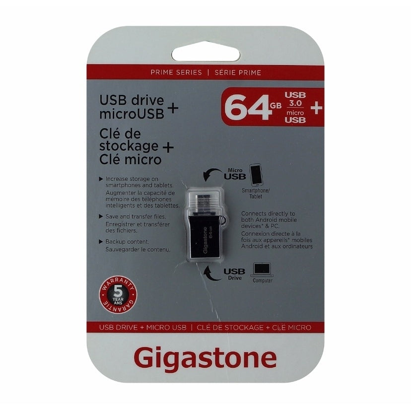 Gigastone OTG USB Drive Metal OTG 64GB USB 3.0 Flash Drive (GS-U364OTG-R) Image 1