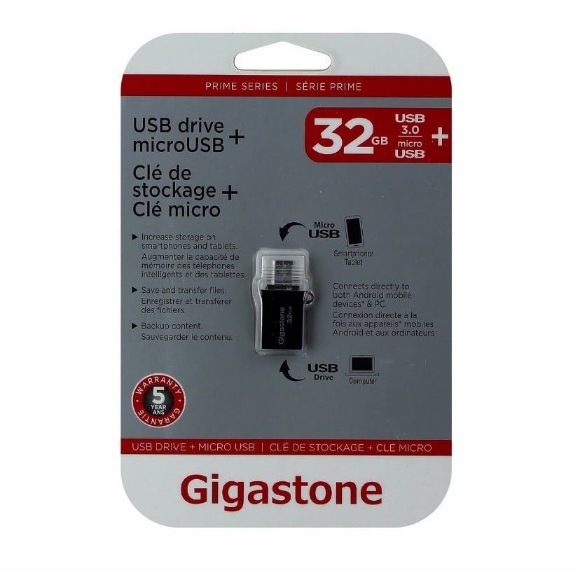 Gigastone OTG USB Drive Metal OTG 32GB USB 3.0 Flash Drive (GS-U332OTG-R) Image 1