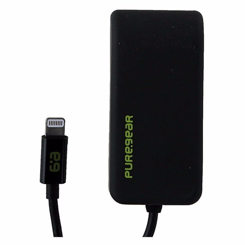 PureGear Wired Wall Charger (12W / 2.4 Amps) for Apple Devices (3ft.) - Black Image 1