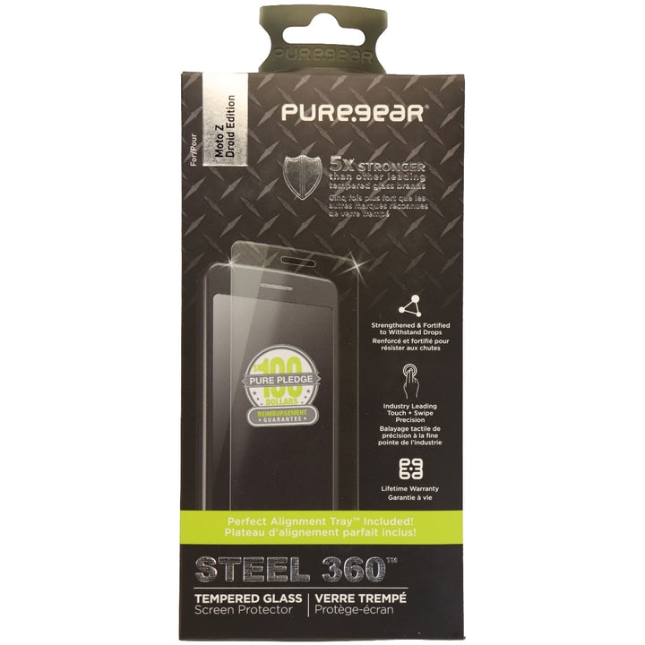 PureGear Steel 360 Tempered Glass Screen Protector for Moto Z Droid - Clear Image 1