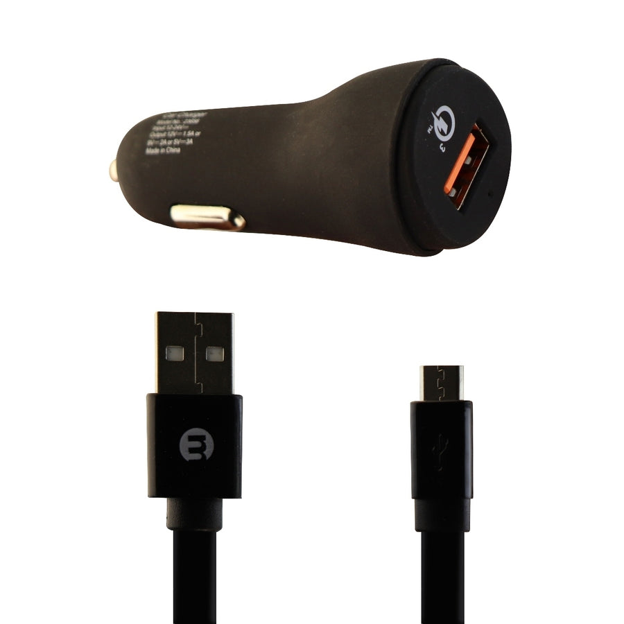 Car Charger With Micro USB Cable Sync Cable Pack - Black (Refurbished) Image 1