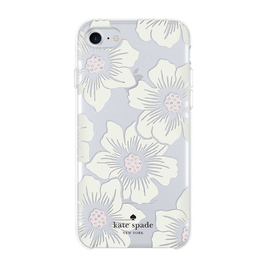 Kate Spade Open Bottom Case for iPhone 8/7 - Hollyhock White Flowers/Clear (Refurbished) Image 1