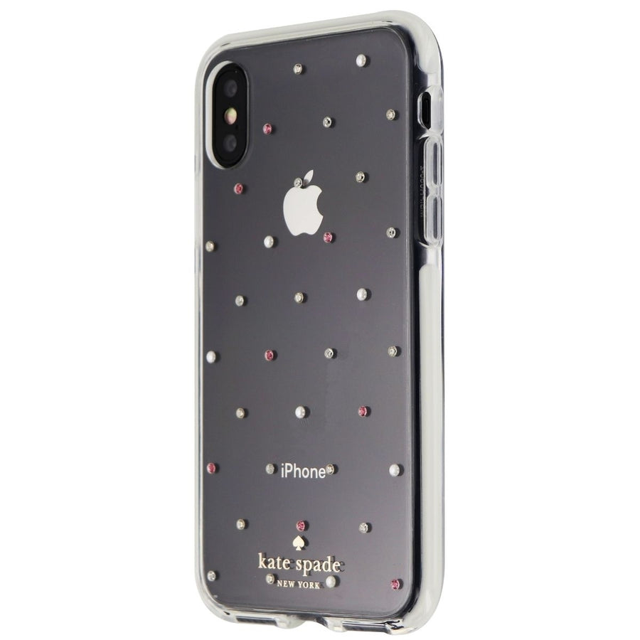 Kate Spade Defensive Hardshell Case for iPhone XS and X - Clear / Pin Dot Gems Image 1