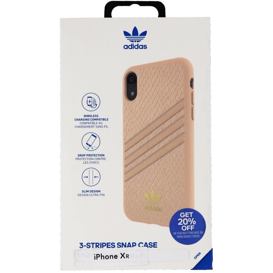Adidas Snake Moulded 3-Stripes Snap Case for iPhone XR - Pink/Gold Metallic Image 1