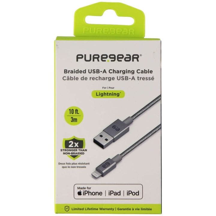 PureGear (10-Foot) Braided Lightning 8-Pin to USB Charge/Sync Cable - Silver Image 2