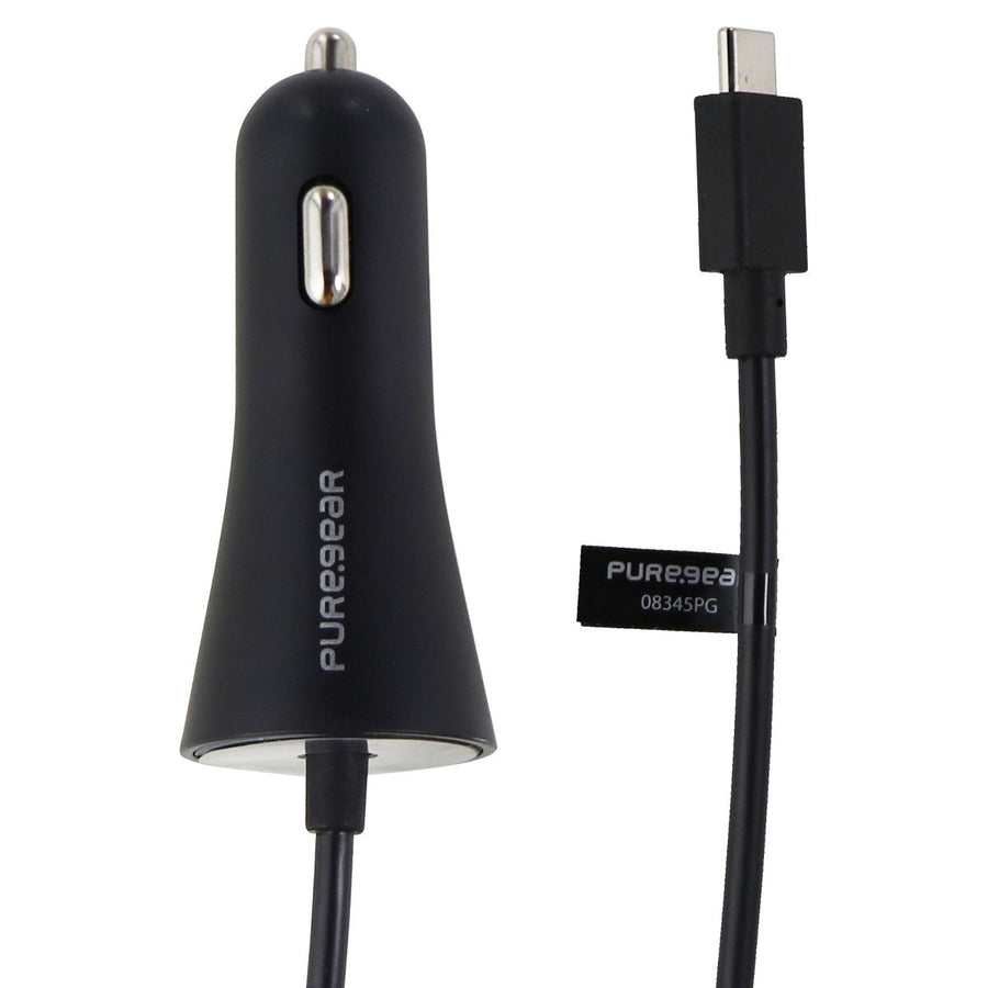 PureGear 5Ft Coiled 15W/3A Vehicle Car Charger for USB-C Type C Devices - Black Image 1