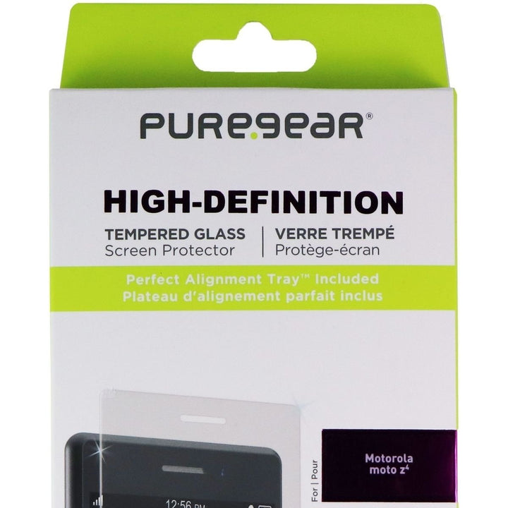 PureGear HD Tempered Glass with Alignment Tray for Motorola Moto Z4 - Clear Image 3