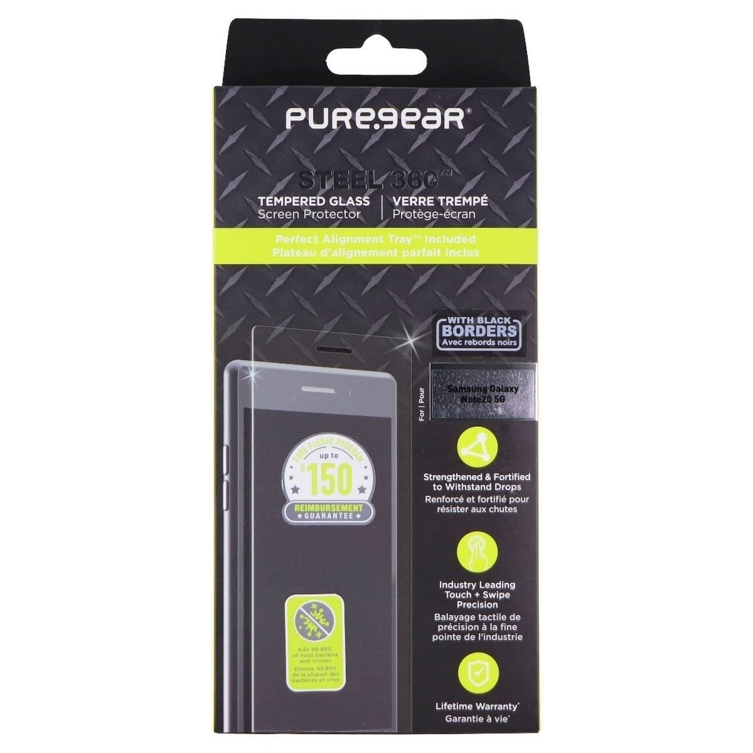 PureGear Steel 360 Tempered Glass Protector for Samsung Galaxy Note20 5G - Clear Image 1