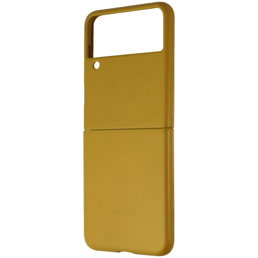 Samsung Official Leather Cover for Galaxy Z Flip3 5G - Mustard/Tan Image 1