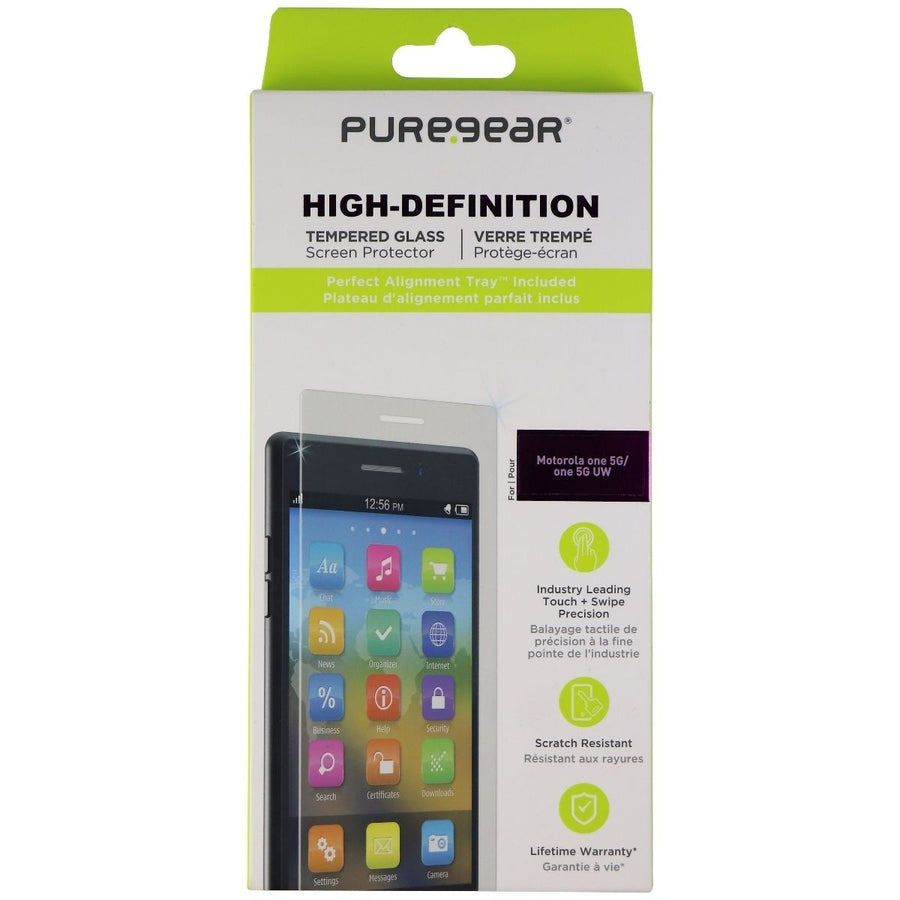 PureGear HD Tempered Glass Screen Protector for Motorola One 5G / 5G UW - Clear Image 1