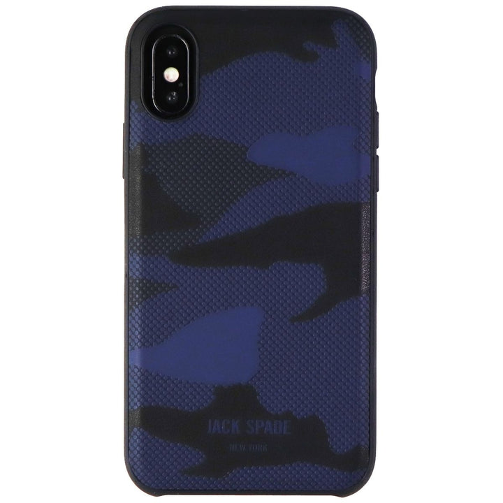 Jack Spade Co-mold Inlay Case for iPhone Xs/X - Shadow Camo Blue Leather Image 2