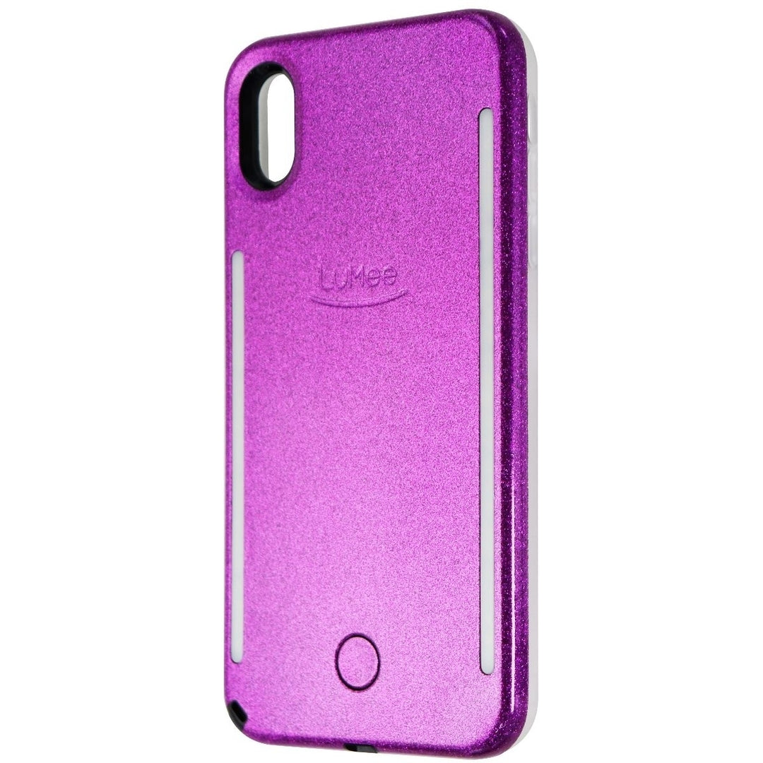 LuMee Duo Instafame LED Case for Apple iPhone Xs Max - Purple Glitter Image 1