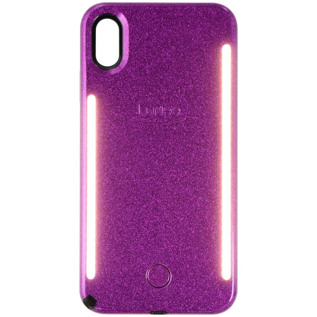 LuMee Duo Instafame LED Case for Apple iPhone Xs Max - Purple Glitter Image 2