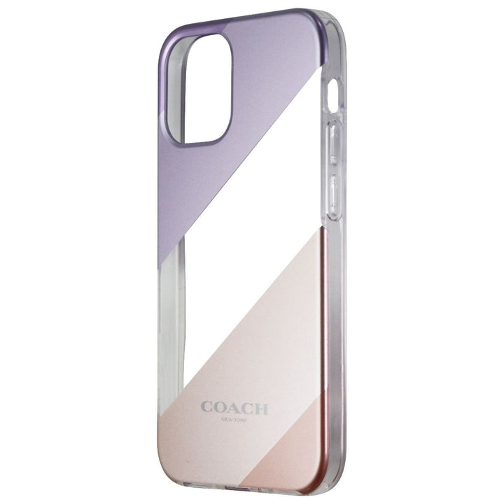 Coach Protective Case for iPhone 12 mini - Diagonal Stripe Metallic Pink/Purple Image 1