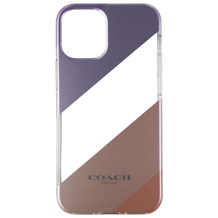 Coach Protective Case for iPhone 12 mini - Diagonal Stripe Metallic Pink/Purple Image 2