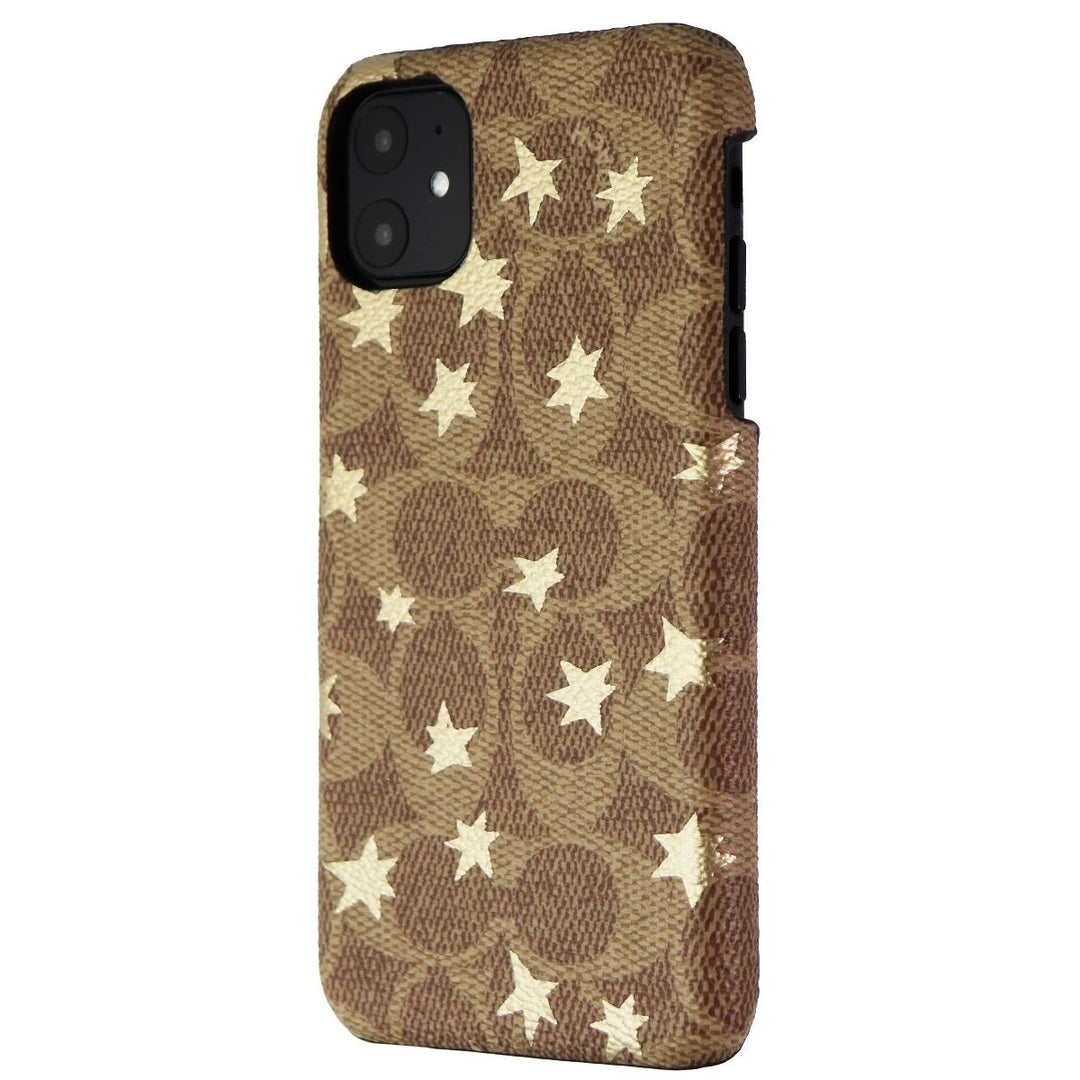 Coach Slim Wrap Case for Apple iPhone 11 Smartphones - Khaki / Gold Foil Stars Image 1