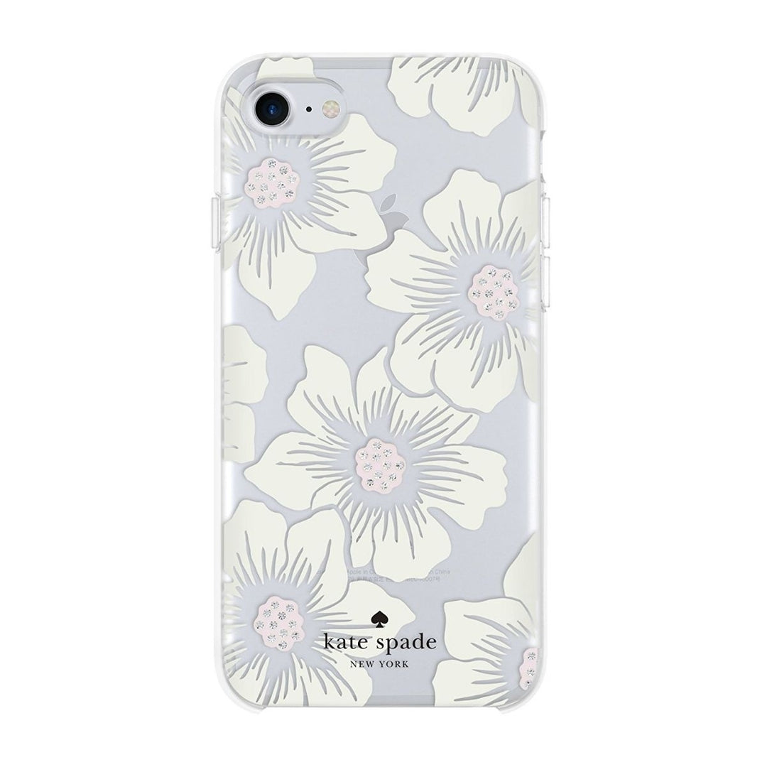 Kate Spade Open Bottom Case for iPhone 8/7 - Hollyhock White Flowers/Clear Image 1