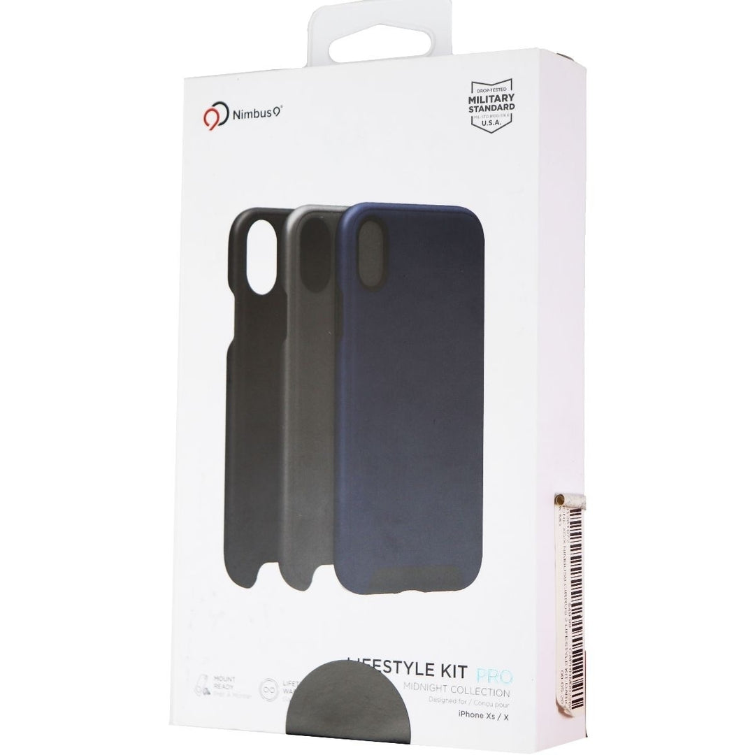 Nimbus9 LifeStyle Kit Cases (3 Pack) for iPhone Xs & X - Blue, Gray, Black Image 1
