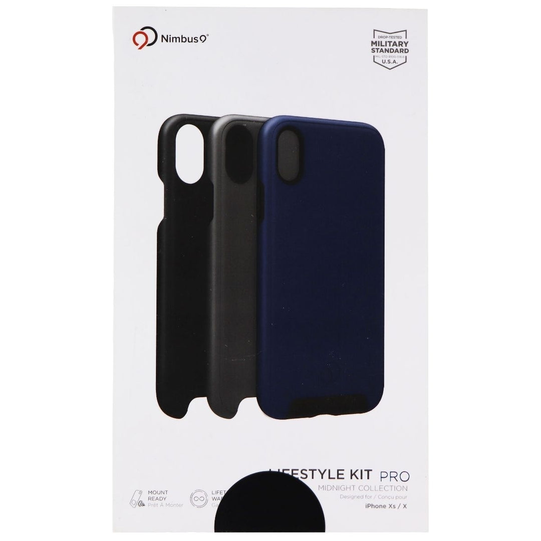 Nimbus9 LifeStyle Kit Cases (3 Pack) for iPhone Xs & X - Blue, Gray, Black Image 2