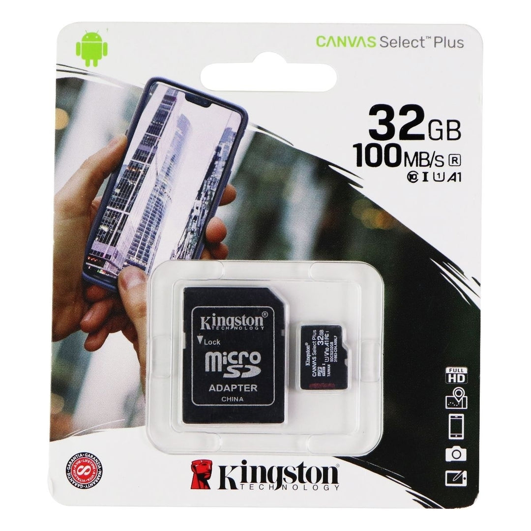 Kingston Canvas Select Plus 32GB microSDHC card with Adapter 100MB/s - Black Image 1