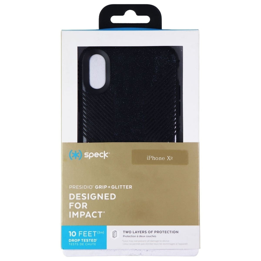 Speck Presidio Grip Case Apple iPhone XR Case - Obsidian Black / Silver Glitter Image 1