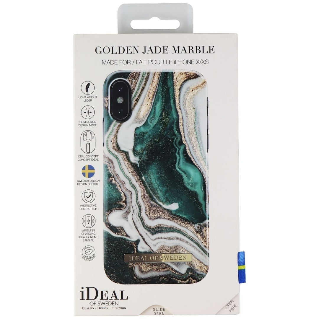 iDeal of Sweden Hard Case for Apple iPhone Xs and X - Golden Jade Marble Image 1