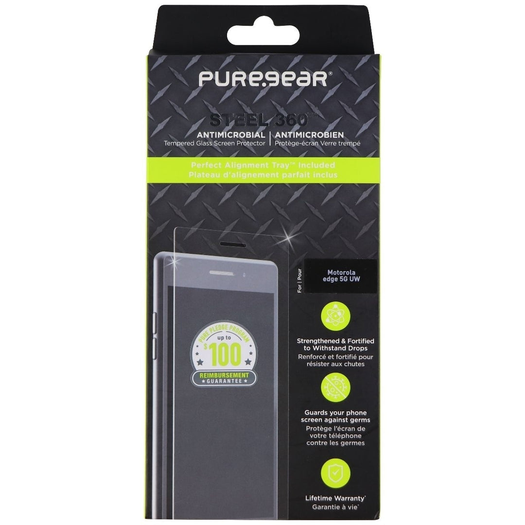 PureGear Steel 360 Tempered Glass for Motorola Edge 5G UW (2021) - Clear Image 1