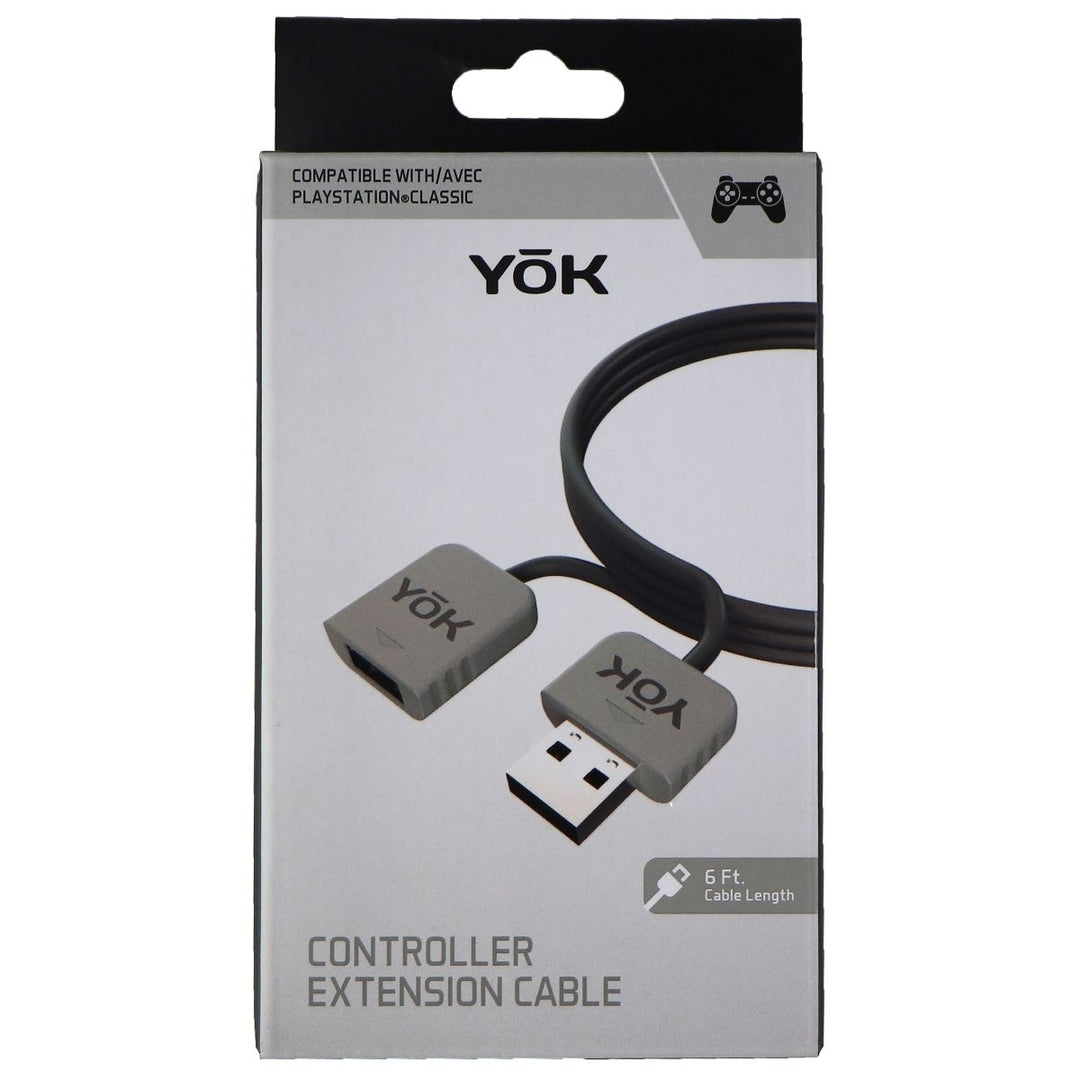 YOK 6-Foot Controller USB Male to USB Female Extension Cable - Gray/Black Image 1