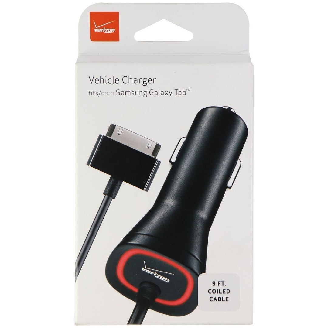 Verizon 9-Ft Coiled Cable Vehicle Charger for Samsung Galaxy Tab 30-Pin - Black Image 3