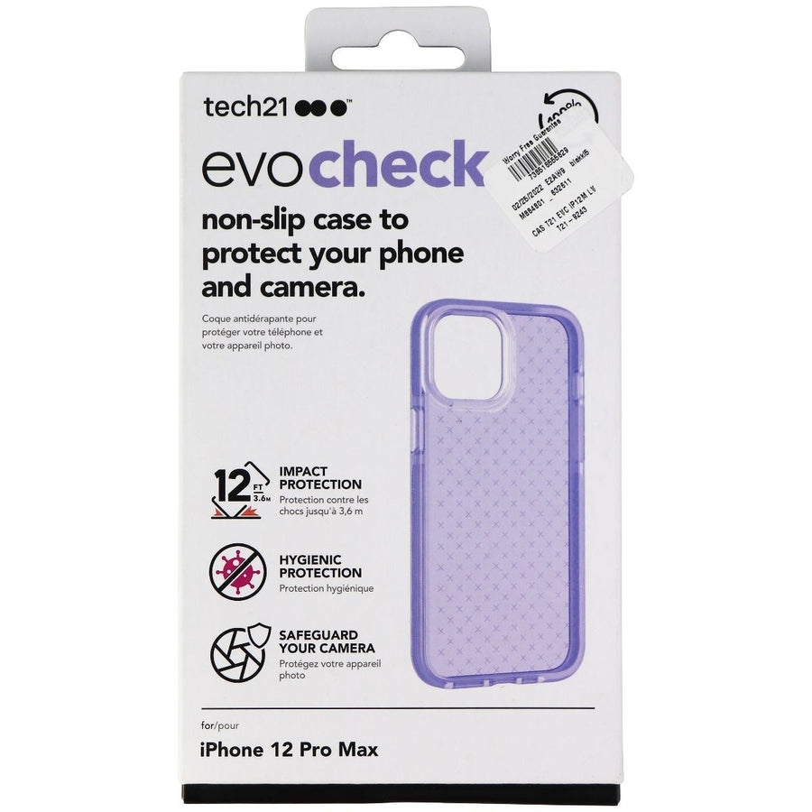 Tech21 Evo Check Gel Case for Apple iPhone 12 Pro Max - Lavender Image 1