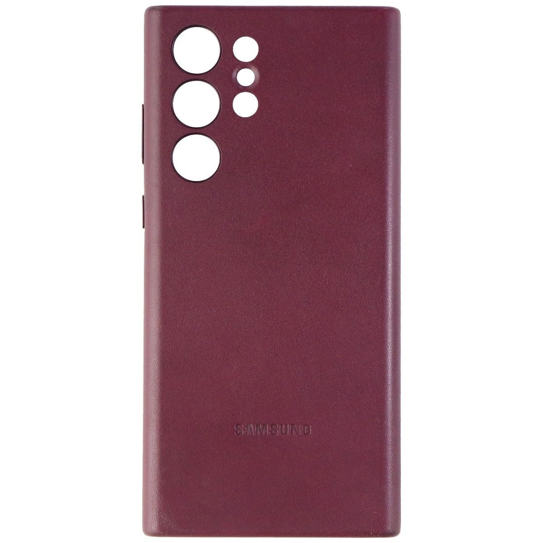 Samsung Leather Cover Phone Case for Galaxy S22 Ultra - Brown Image 2