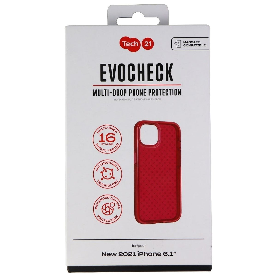 Tech21 Evo Check Series Flexible Gel Case for Apple iPhone 13 / 14 - Rubine Red Image 1