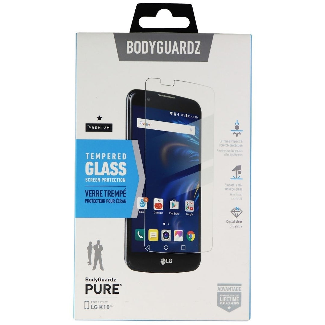 BodyGuardz Pure series Tempered Glass Screen Protector for LG K10 (2016) - Clear Image 1